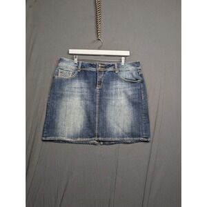 Vigoss Denim Fit Skirt Size 14 Medium Dark Wash Stretch